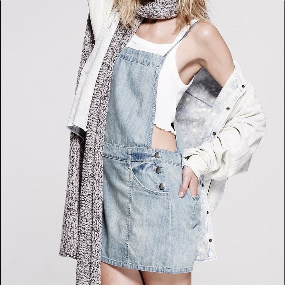 Free People Savannah chambray jumper dress - Picture 2 of 7